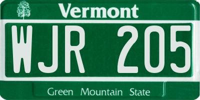 VT license plate WJR205