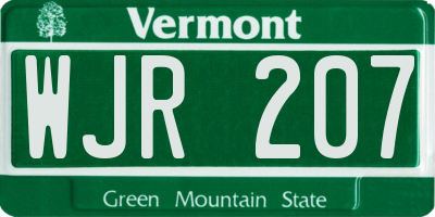 VT license plate WJR207