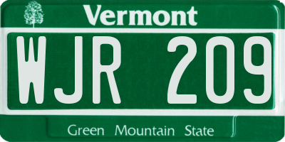 VT license plate WJR209