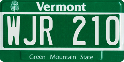VT license plate WJR210