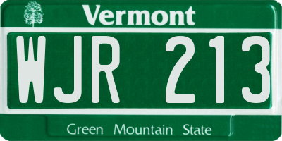 VT license plate WJR213