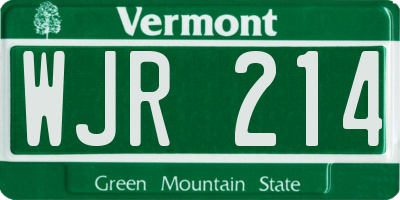 VT license plate WJR214