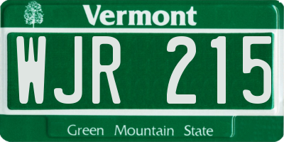 VT license plate WJR215