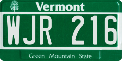 VT license plate WJR216