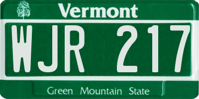 VT license plate WJR217