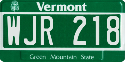 VT license plate WJR218