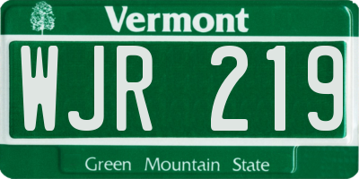 VT license plate WJR219