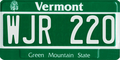 VT license plate WJR220