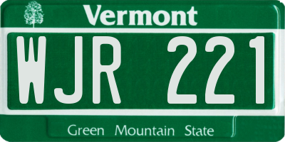 VT license plate WJR221
