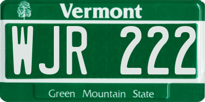 VT license plate WJR222