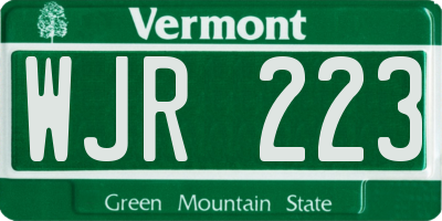 VT license plate WJR223