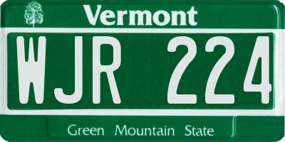 VT license plate WJR224