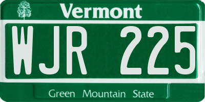 VT license plate WJR225