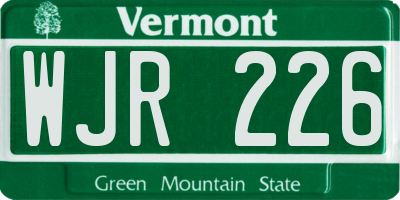 VT license plate WJR226