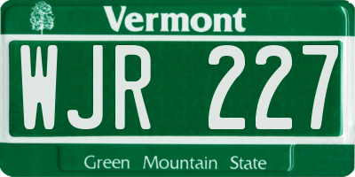 VT license plate WJR227