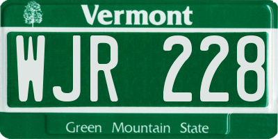 VT license plate WJR228