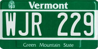VT license plate WJR229