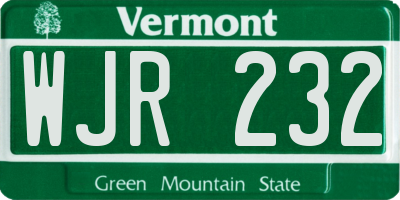 VT license plate WJR232