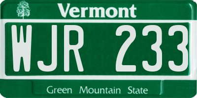 VT license plate WJR233