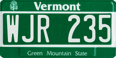 VT license plate WJR235