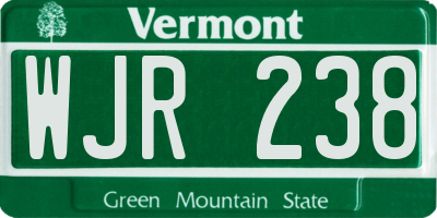 VT license plate WJR238