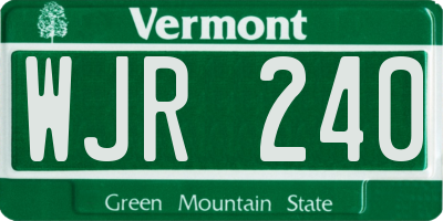 VT license plate WJR240