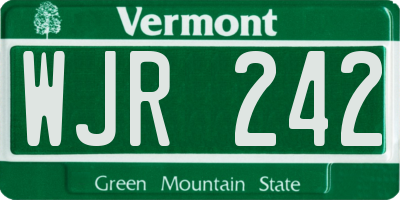 VT license plate WJR242