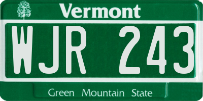 VT license plate WJR243