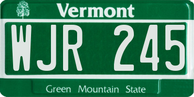 VT license plate WJR245