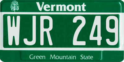 VT license plate WJR249