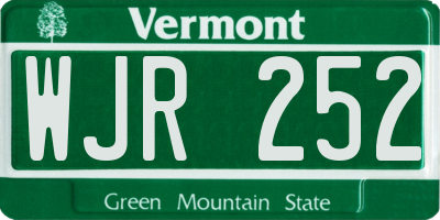 VT license plate WJR252