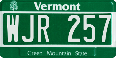 VT license plate WJR257