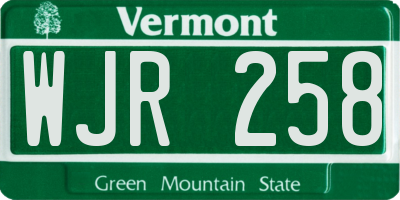 VT license plate WJR258