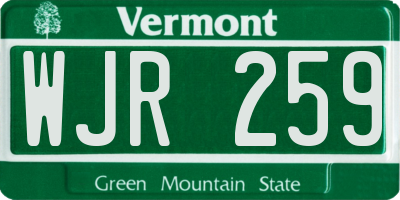 VT license plate WJR259