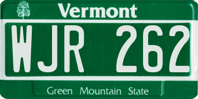 VT license plate WJR262