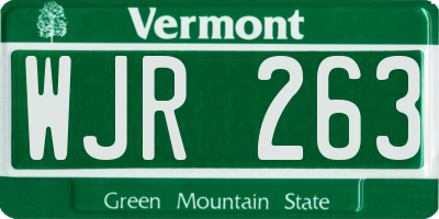 VT license plate WJR263