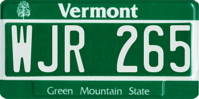 VT license plate WJR265