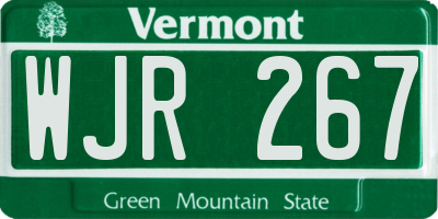 VT license plate WJR267
