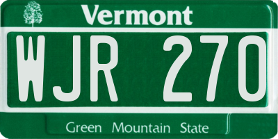 VT license plate WJR270