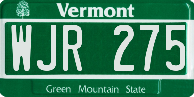 VT license plate WJR275