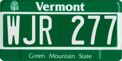 VT license plate WJR277