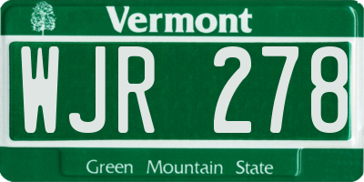 VT license plate WJR278