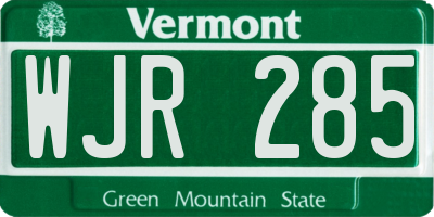 VT license plate WJR285