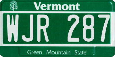 VT license plate WJR287