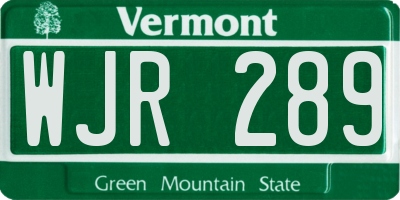 VT license plate WJR289