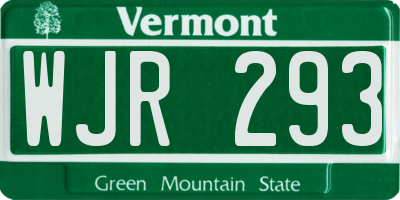 VT license plate WJR293