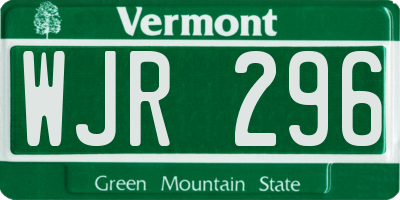 VT license plate WJR296