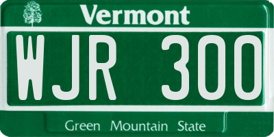 VT license plate WJR300