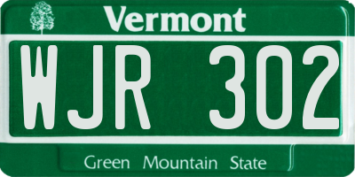 VT license plate WJR302