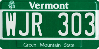 VT license plate WJR303